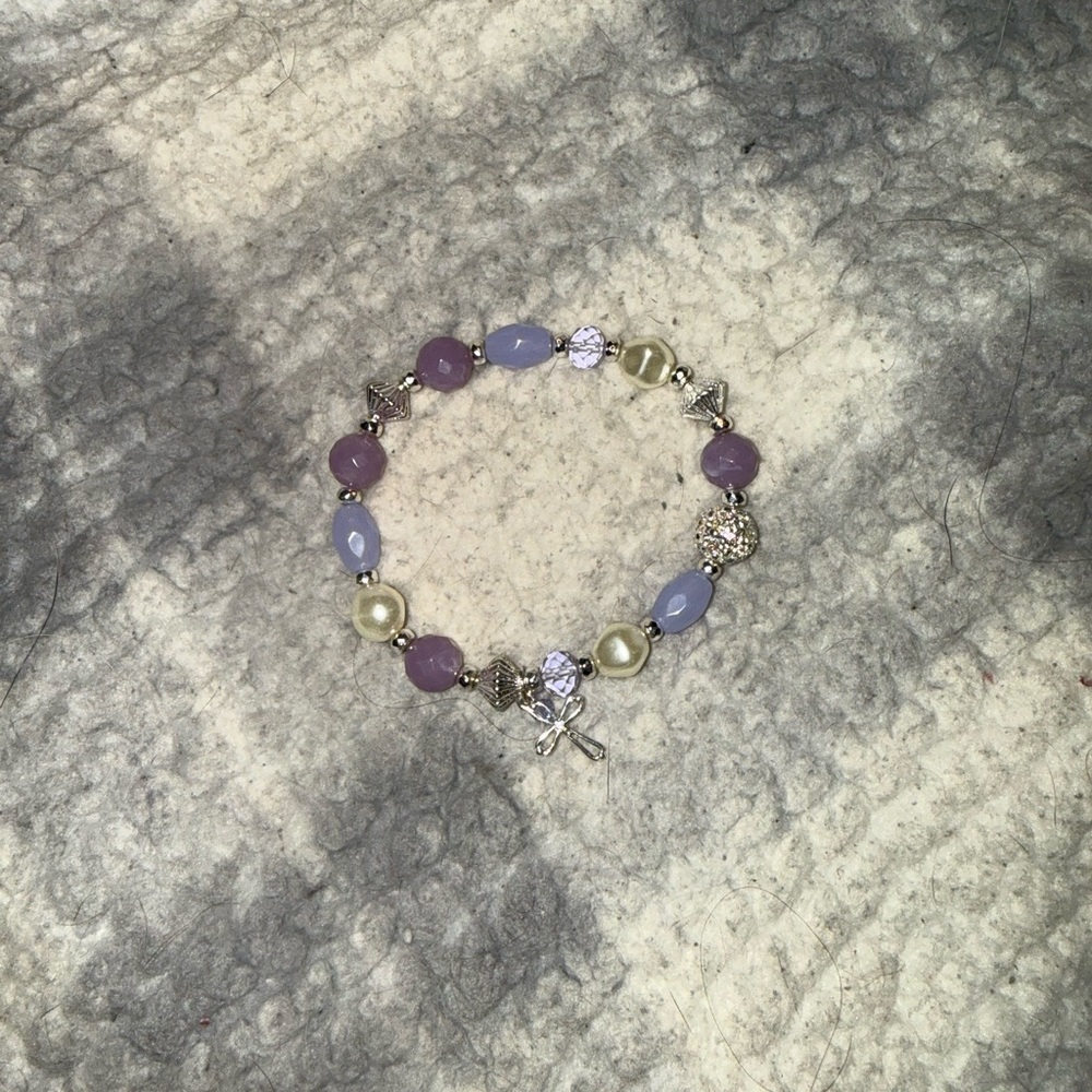 Avon Lavender and Silver Charm Bracelet